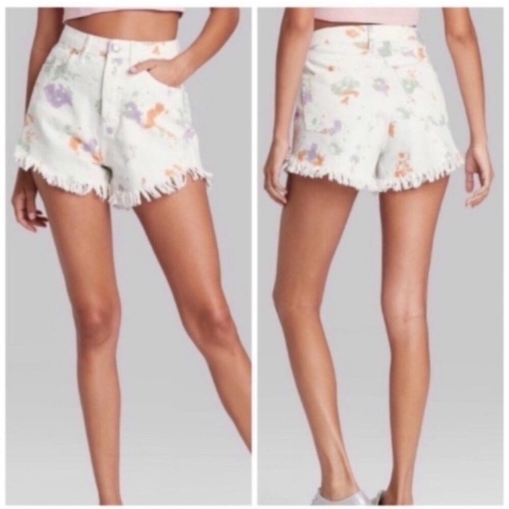 Wild Fable Highest Rise Button Front White Shorts